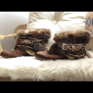 Size 6 one of a kind hand decorated booties